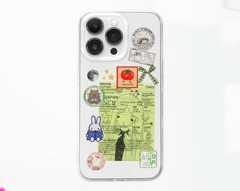 Japanese Anime Receipt MagSafe Phone Case | Cartoon Manga Collage Phone Cover | Kawaii Scrapbook Case | iPhone 16 15 14 13 | Samsung S24 S23