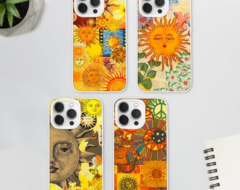 Sunshine Collage MagSafe Phone Case: Boho Sun & Moon Cover iPhone 17 16 15 Samsung