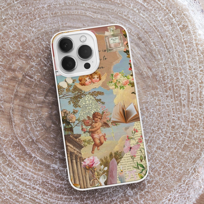 Vintage Angel Collage MagSafe Phone Cas, Renaissance Art Phone Cover , Cherub Phone Case, Aphrodite Aesthetic, iPhone 15 14,Samsung S24, google pixel, angelcore gift, fairycore phone case, angel number 444 222 777, witchy gift, celestial spiritual