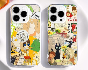 Funda para teléfono MagSafe con collage de anime Kawaii Decoden: regalo de cómics de manga japonés para iPhone y Samsung