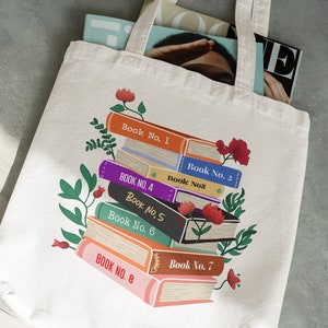 Customized Favorite Book Tote Bag | Personalized Book Titles Shopping Bag | Custom Bookworm Bag | Bookish Gift Bag | Booktok Reader Merch