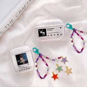 Funda personalizada para AirPods con placa musical, funda personalizada para AirPods con reproductor de música, dije con cuentas para amantes de las canciones, AirPods con tu canción favorita de 1.ª generación, Pro