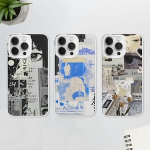 Japanese Anime Collage MagSafe Phone Case, Japanese Comics Phone Cover, Manga K-Drama Art Phone Case, iPhone 15 14 13, Samsung S23 S22, japanese black white japanese merch, comics manga anime phone case, blue print japanese case, pixel huawei lofi