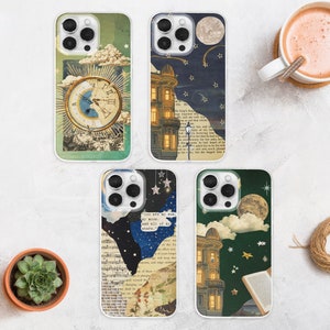 Vintage Bookworm Collage Phone Case | Book Lover Aesthetic Phone Cover | Court of Roses Phone Case | iPhone 15 14 13 12 | Samsung S24 S22