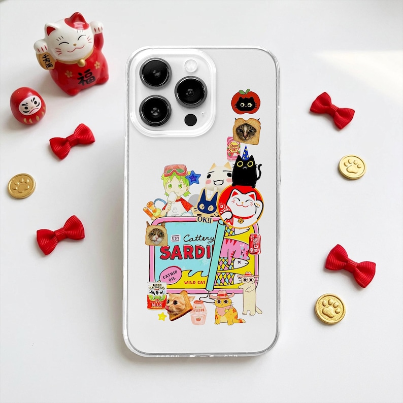 Kawaii Cartoon Cat Receipt MagSafe Phone Case, Japanese Moodboard Phone Cover | Maneki Neko Case, iPhone 17 16 15 14 13 12 11, Samsung S25 S24 S23 s22 s21 s20, cat meme case, vintage sardine fish case, anime girl kitten case, korean milk coke, strawberry cowboy cat, manga inspired, retro sardine tin cat gift, canned fish lover gift idea, showa aesthetic case, juminocore receipt clear case, manga cartoon cat gift, lucky asian market phone case, cat meme aesthetic cover, custom collage case