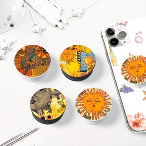 Sunshine Collage MagSafe Phone Holder | Yellow Sun Kindle Grip | Summer Ethnic Sun Kindle Holder | Summer Vacation Orange Phone Stand