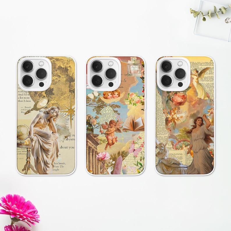 Vintage Angel Collage MagSafe Phone Cas, Renaissance Art Phone Cover , Cherub Phone Case, Aphrodite Aesthetic, iPhone 15 14,Samsung S24, google pixel, angelcore gift, fairycore phone case, angel number 444 222 777, witchy gift, celestial spiritual