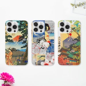 Coque pour portable Fuji MagSafe, traditionnelle japonaise | Housse de téléphone esthétique japonaise | étui pour portable artistique vintage | iPhone 15 14 | Samsung S24 S23