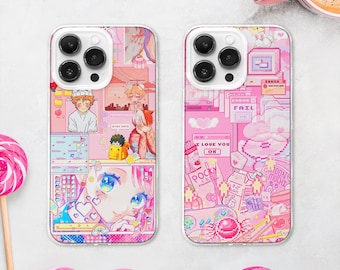 Pink Anime Collage MagSafe Phone Case: Kawaii Pixel Art Girl Gift iPhone 17 Samsung