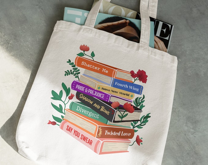 Personalized Bookish Receipt Tote Bag | Customized Book Titles Shopping Bag | Custom Library Bag | Bookworm Gift Bag | Booktok Reader Merch