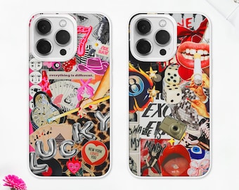 Grunge 8 Ball Collage MagSafe Phone Case | Preppy Red Aesthetic Phone Cover | Disco Ball Cowgirl Phone Case | iPhone 16 15 14 | Samsung S24