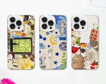 Funda MagSafe para teléfono con diseño kawaii de álbum de recortes de anime, funda tipo manga para iPhone 17, 16, 15 y Samsung