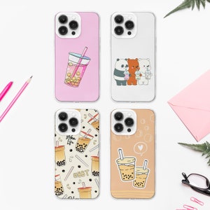 MagSafe-telefoonhoesje met kawaii-bubbelthee | Boba Tea-telefoonhoesje | Boba Life melkthee-telefoonhoesje | iPhone 16 15 14 13 12 | Samsung S24 S21 Ultra