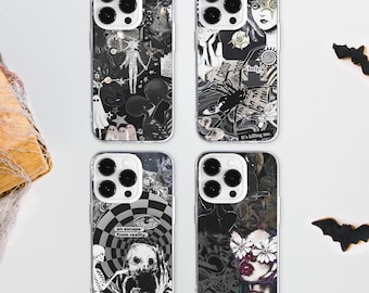 Gothic Dark Aesthetic Collage Phone Case | Discoball Skull Collage Phone Cover | Grunge y2k Phone Case | iPhone 15 14 13 X | Samsung S23 S22