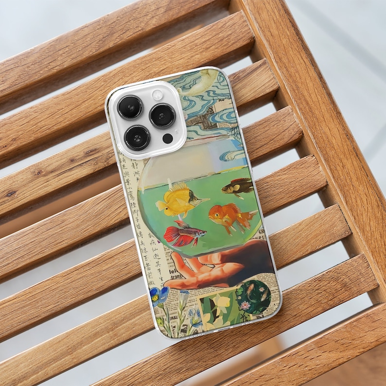 Ancient Goldfish MagSafe Phone Case, Japanese Art Newspaper Phone Cover, Koi Fish Phone Case, iPhone 15 14 13 , Samsung S23 S22, japanese newspaper aesthetic case,gold fish koi fish illustration gift, fish collage case, google pixel huawei xiaomi