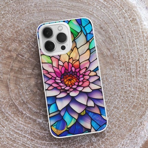 MagSafe-telefoonhoesje met gebrandschilderd glas | Luxe telefoonhoesje met bloemenmozaïek | Telefoonhoesje met glas-in-loodkunst | iPhone 15 14 13 12 | Samsung S23 S22