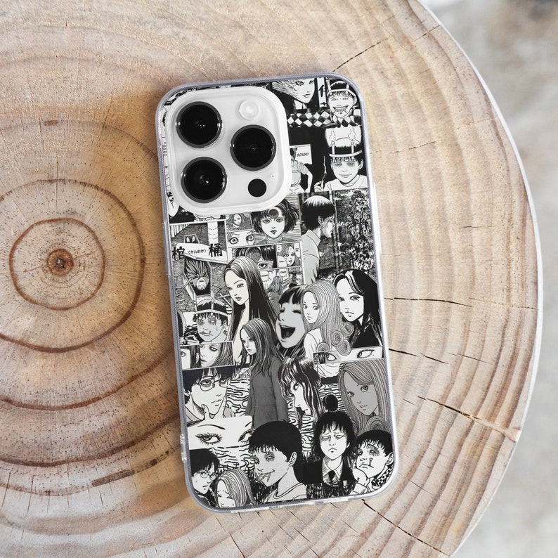 Anime Girl Scrapbook MagSafe Phone Case, Japanese Manga Comics Phone Cover, Dark Anime Cartoon Gift, iPhone 15 14 13, Samsung S24 S23, kawaii japanese art, dark anime girl gift, traditional japanese aesthetic, anime lover gift, gothic anime