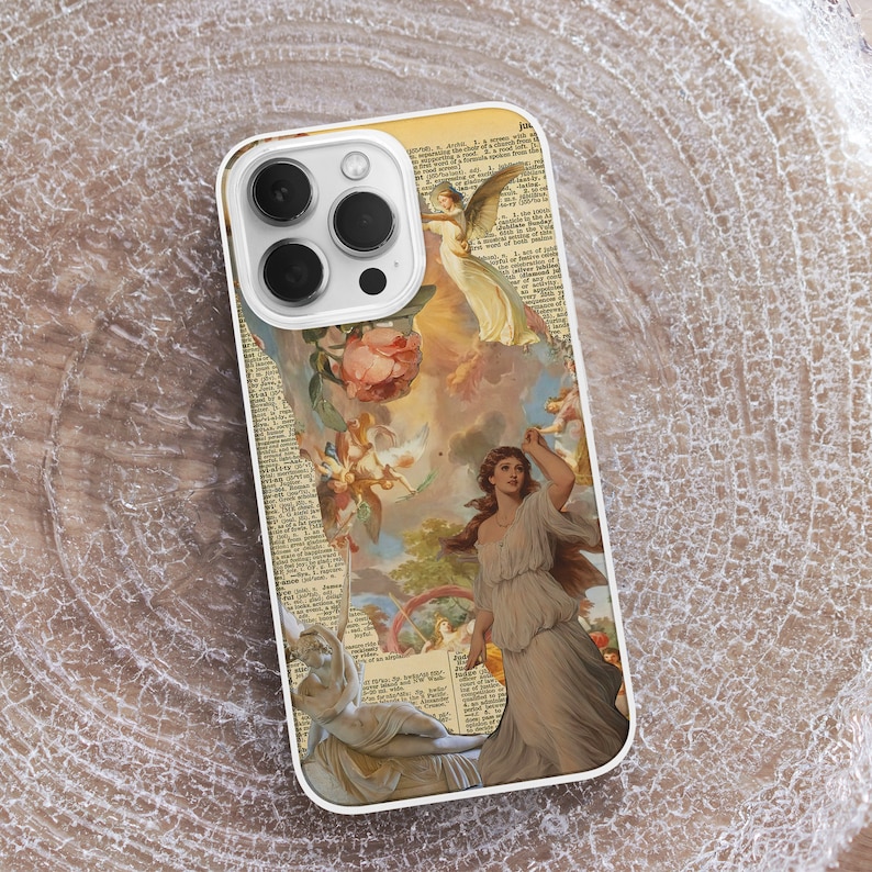 Vintage Angel Collage MagSafe Phone Cas, Renaissance Art Phone Cover , Cherub Phone Case, Aphrodite Aesthetic, iPhone 15 14,Samsung S24, google pixel, angelcore gift, fairycore phone case, angel number 444 222 777, witchy gift, celestial spiritual