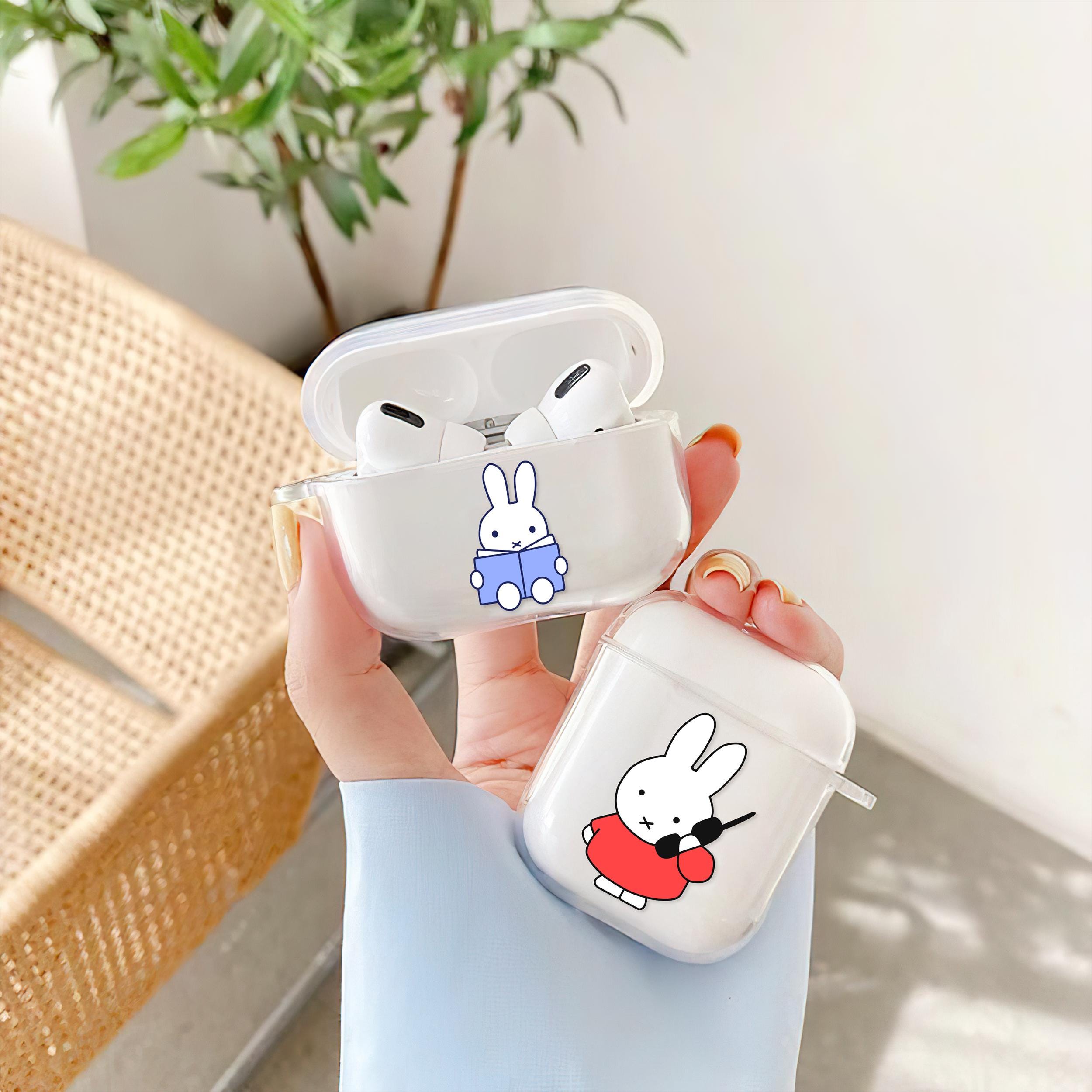 Custodia per Airpods a forma di coniglio fortunato giapponese, custodia per Airpods a forma di cartone animato, ciondolo con perline a forma di coniglio, Airpods a forma di coniglietto a forma di cartone animato, Airpods di prima e seconda generazione, Airpods Pro