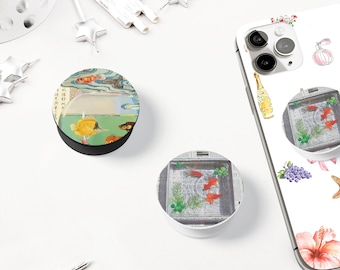 Japanese Goldfish Collage MagSafe Phone Grip | Koi Fish Phone Grip | Newspaper Moodboard Kindle Holder | Anime Themed Gift | Phone Accessory