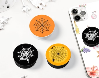 Halloween Spider Web Magnetic Phone Grip: Spooky Vibes Kindle Holder, Pumpkin Grip
