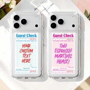 Customizable Retro Guest Check MagSafe Case, Personalized Text Phone Cover, Preppy Custom Quote Case, iPhone 17 pro max 16 15 14 13 12 11 xr , Samsung S26 ultra S25 plus S24 S23 S22 S21, create your own guest check phone case, typography gift, cute espresso martini case, waitress receipt, guest receipt custom text here case, pickle text phone case