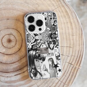 Anime Girl Scrapbook MagSafe Phone Case, Japanese Manga Comics Phone Cover, Dark Anime Cartoon Gift, iPhone 15 14 13, Samsung S24 S23, kawaii japanese art, dark anime girl gift, traditional japanese aesthetic, anime lover gift, gothic anime