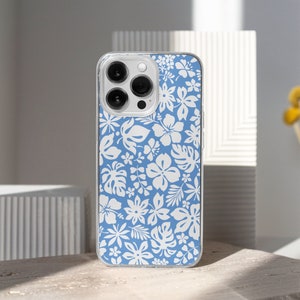 Hawaiian Flower MagSafe Phone Case, Aesthetic Hibiscus Phone Cover, y2k Tropical Coquette Phone Case, iPhone 15 14 13, Samsung S23 S22, retro groovy summer floral phone case, summer hibiscus case, y2k coquette blue hibiscus, hawaaian flower