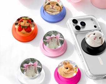 Magnetisk telefonhållare för kawaii-kanin | Kaninpresent till bokälskare, blommig Kindle-hållare
