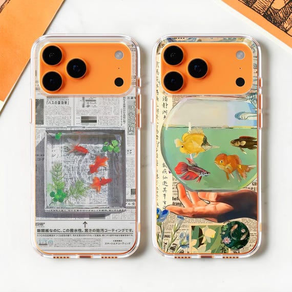 Ancient Goldfish Japanese Phone Case | Newspaper Koi Fish MagSafe Cover iPhone 17 16 Samsung