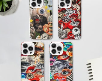 Gore Eye Collage MagSafe Phone Case | Moodboard Grunge Phone Cover | Creepy Eyeballs Phone Case | iPhone 15 MagSafe 14 13 12 | Samsung S24