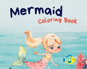 Mermaid Coloring Pages, Mermaid Coloring Book, Mermaid Coloring Book for Girls, Mermaid Birthday Party Activity,Printable Download
