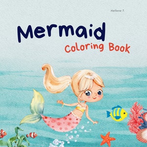 Mermaid Coloring Pages, Mermaid Coloring Book, Mermaid Coloring Book for Girls, Mermaid Birthday Party Activity,Printable Download