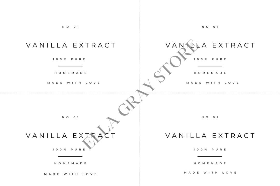 Vanilla Extract Printable Labels/homemade/made With Love/easy &amp; Simple - Etsy