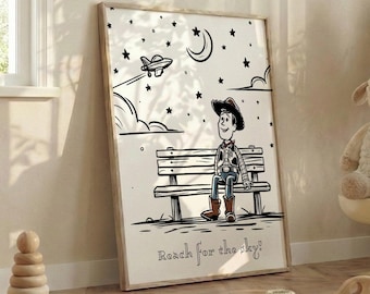 Toy Story Nursery Art Prints: Woody Line Art (Digital Download)