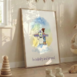 Toy Story Watercolor Print: Woody and Buzz, Kids Room Decor (Digital Download)
