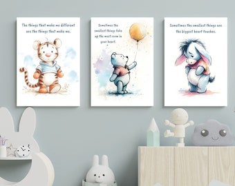 Winnie the Pooh Nursery Print Set: Kids Motivational Decor (Digital Download)