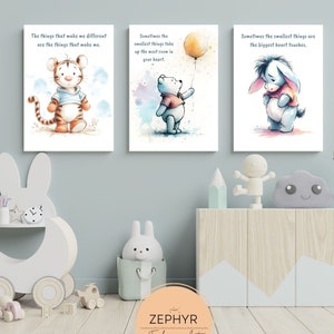 Set of 3 Winnie The Pooh Print, Winnie the Pooh Nursery Wall Art, Nursery Child Kids Decor, Pooh Digital Download, Motivational Quote