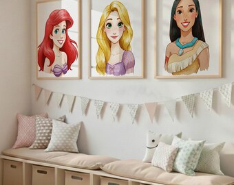 Prinzessin Aquarell Kunstdrucke Kinderzimmer: Kinderzimmer Dekor (Digitaler Download)