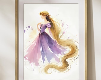 塔の上のラプンツェルのアートプリント プリンセスラプンツェルの