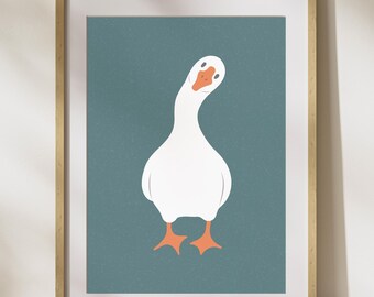 Lámina de ganso caprichoso: Decoración bohemia para habitación infantil (descarga digital)