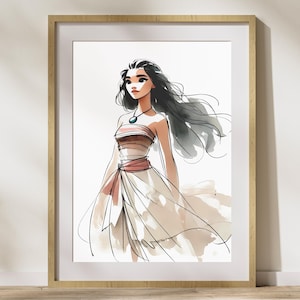 Moana Watercolor Nursery Wall Art, Moana Watercolor Poster, Nursery Child Kids Decor, Moana Watercolor Print, Princess Moana Poster