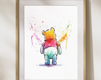 Pooh Watercolor Nursery Print: Kids Wall Art (Digital Download)