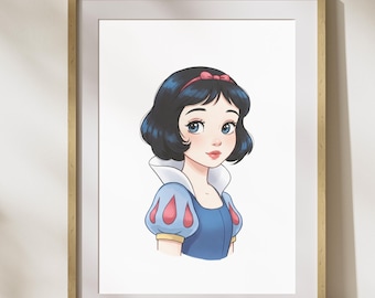 Snow White Watercolor Print: Princess Nursery Art (Digital Download)