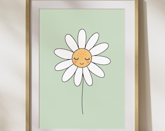 Watercolor Daisy Nursery Print: Floral Kids Wall Art (Digital Downloadable PDF Files)