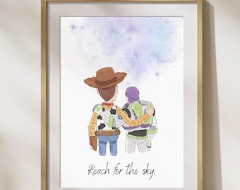 Toy Story Watercolor Print: Woody and Buzz, Kids Room Decor (Digital Download)