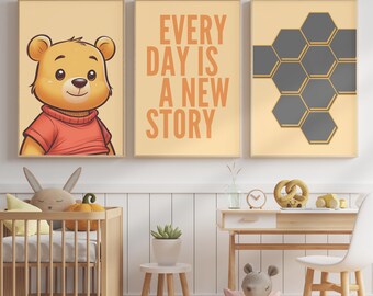 Teddy Bear & Winnie Nursery Art Prints: Watercolor Decor (Digital Download)