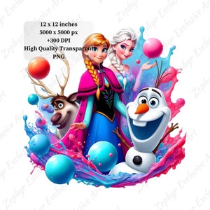 Elsa and Anna 4 PNG- Frozen Watercolor Splash PNG - Frozen Transparent PNG - Elsa and Anna Watercolor Design - Elsa, Anna, Olaf and Sven png