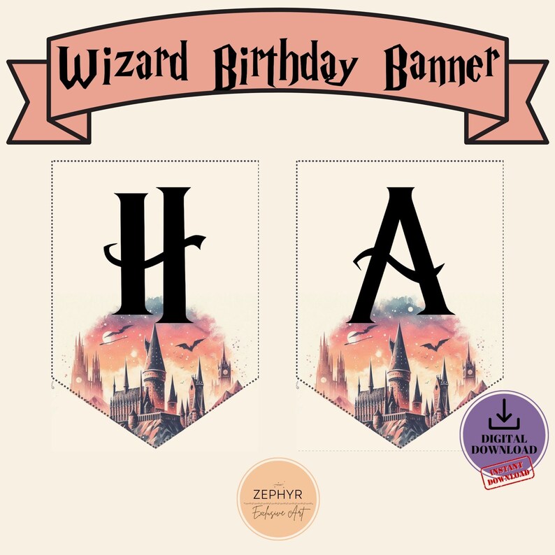 Wizard Happy Birthday Banner, Magic School Birthday Banner, Potter ...