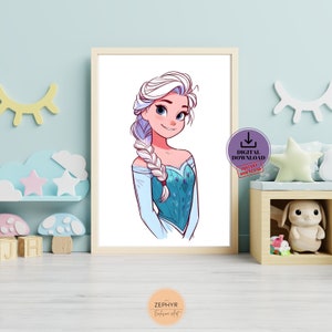 Set of 3 Frozen Nursery Wall Art, Olaf Elsa Anna Frozen Wall Art, Nursery Child Decor, Exclusive Frozen Wall Art, Elsa Anna and Olaf Prints